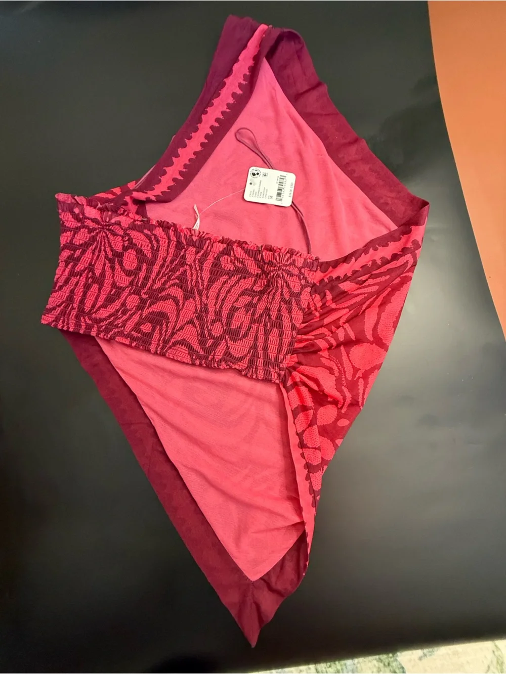 Free People Red & Dark Pink Floral Bandeau top